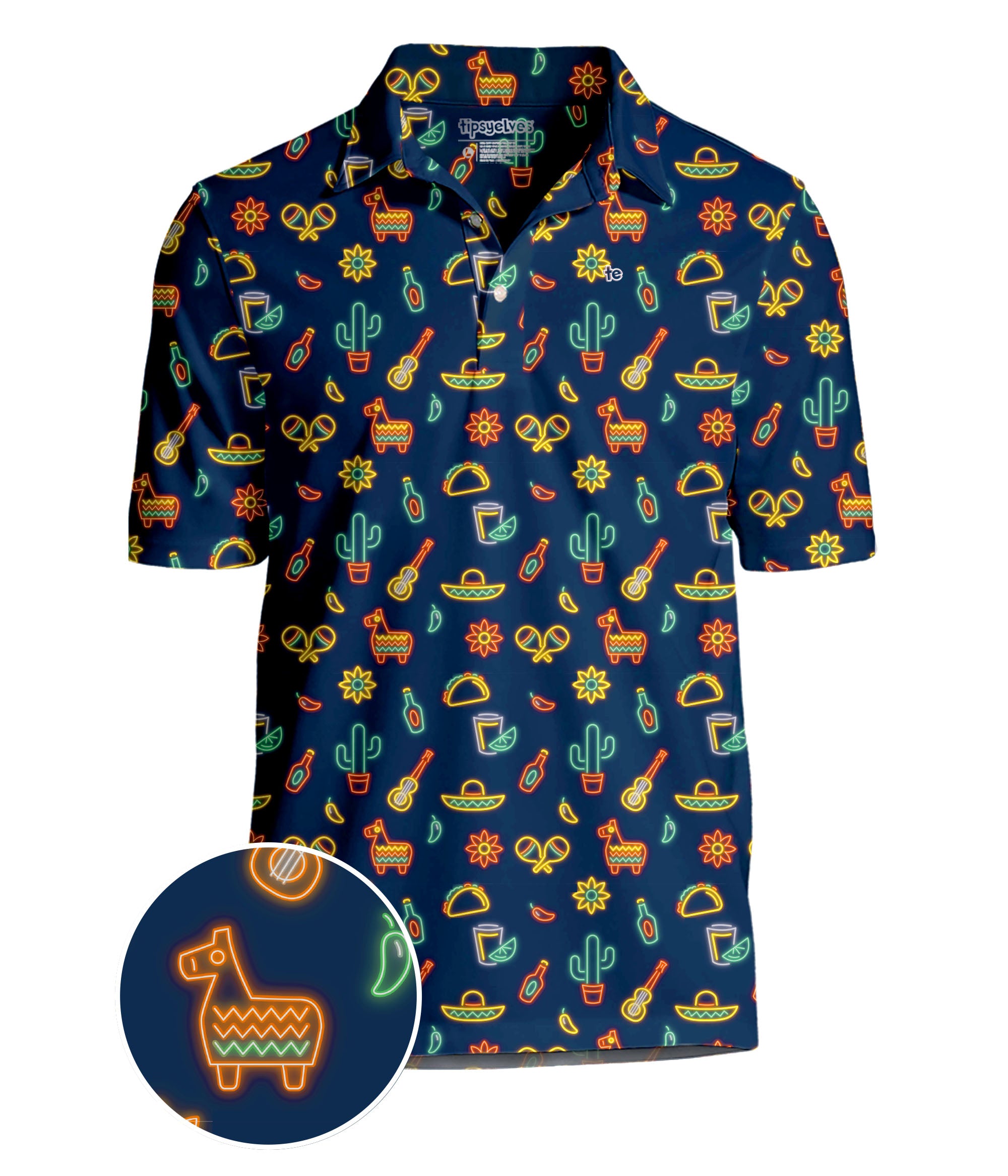 Neon Fiesta Golf Polo: Men's Golf Outfits | Tipsy Elves