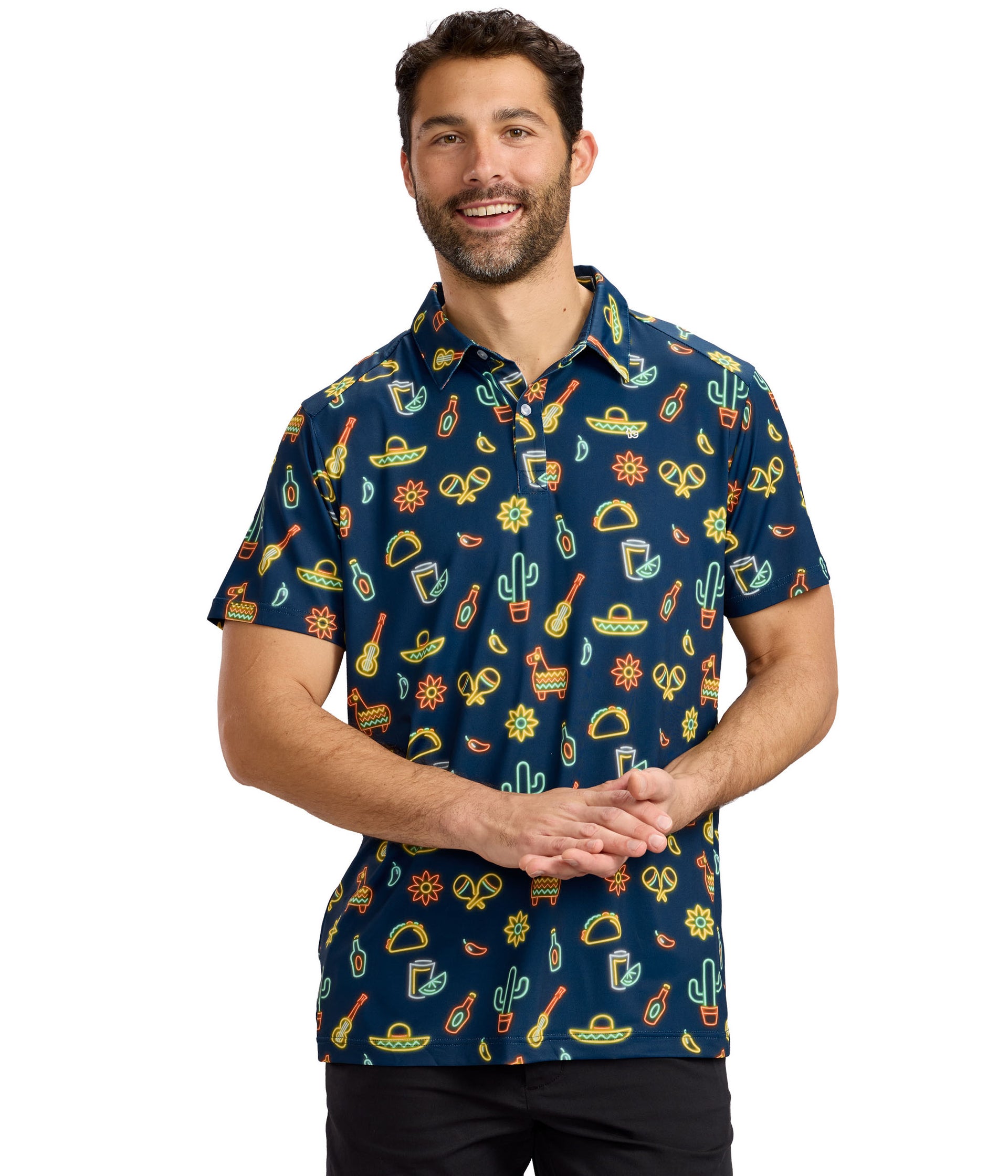 Men's Neon Fiesta Golf Polo Image 2