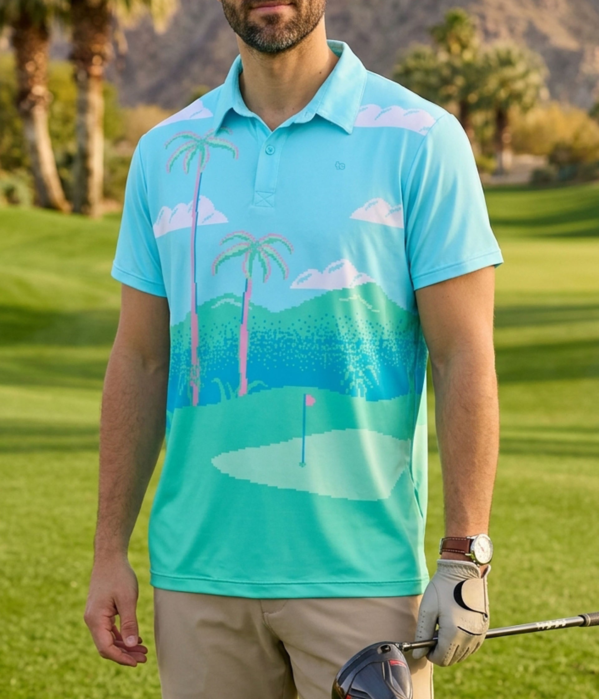 Men's 8-Bit Paradise Golf Polo