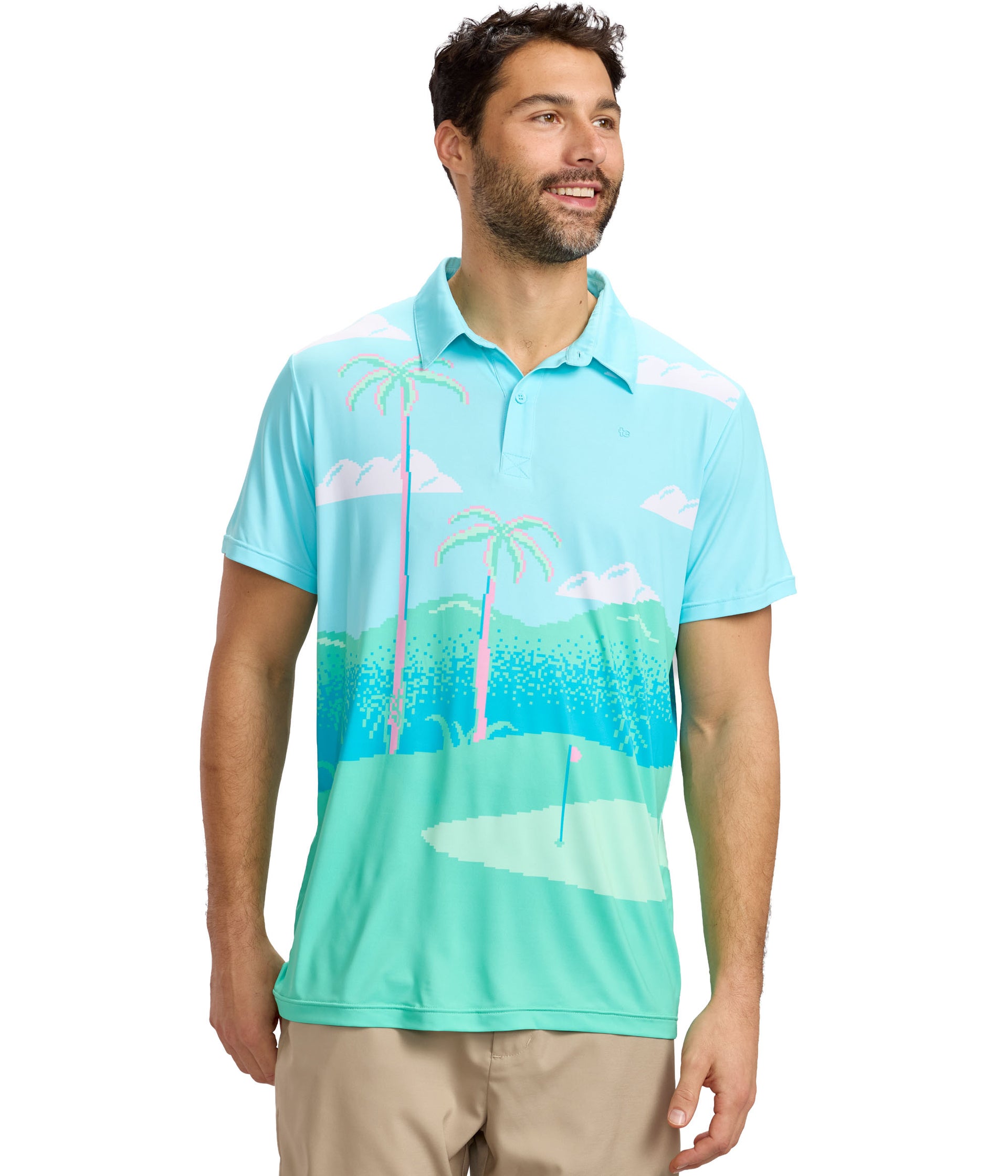 Men's 8-Bit Paradise Golf Polo Image 2