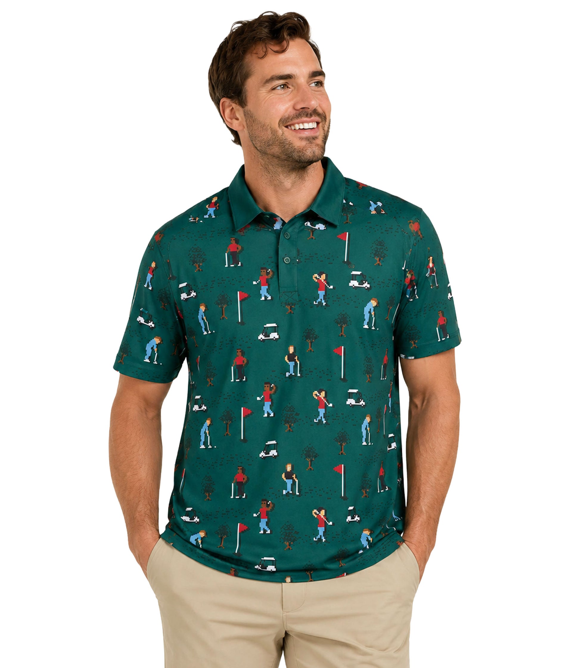 Men's Pixel Par Golf Polo Image 2