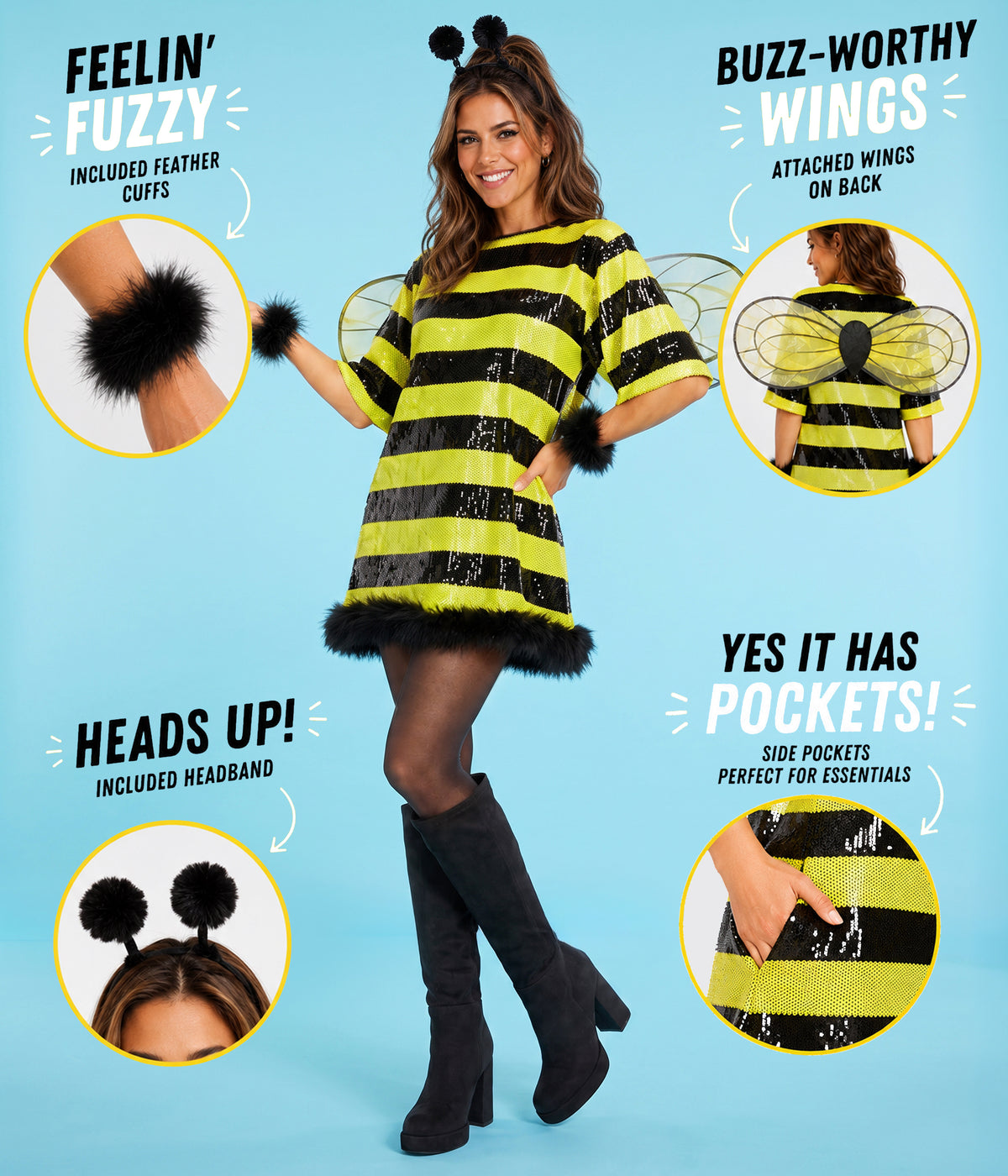 Sequined Bee Costume Dress