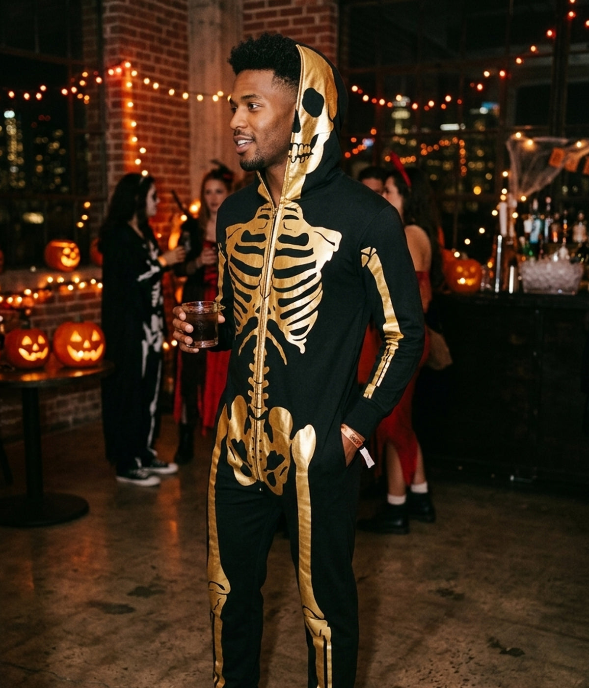 Men's Gold Skeleton Costume