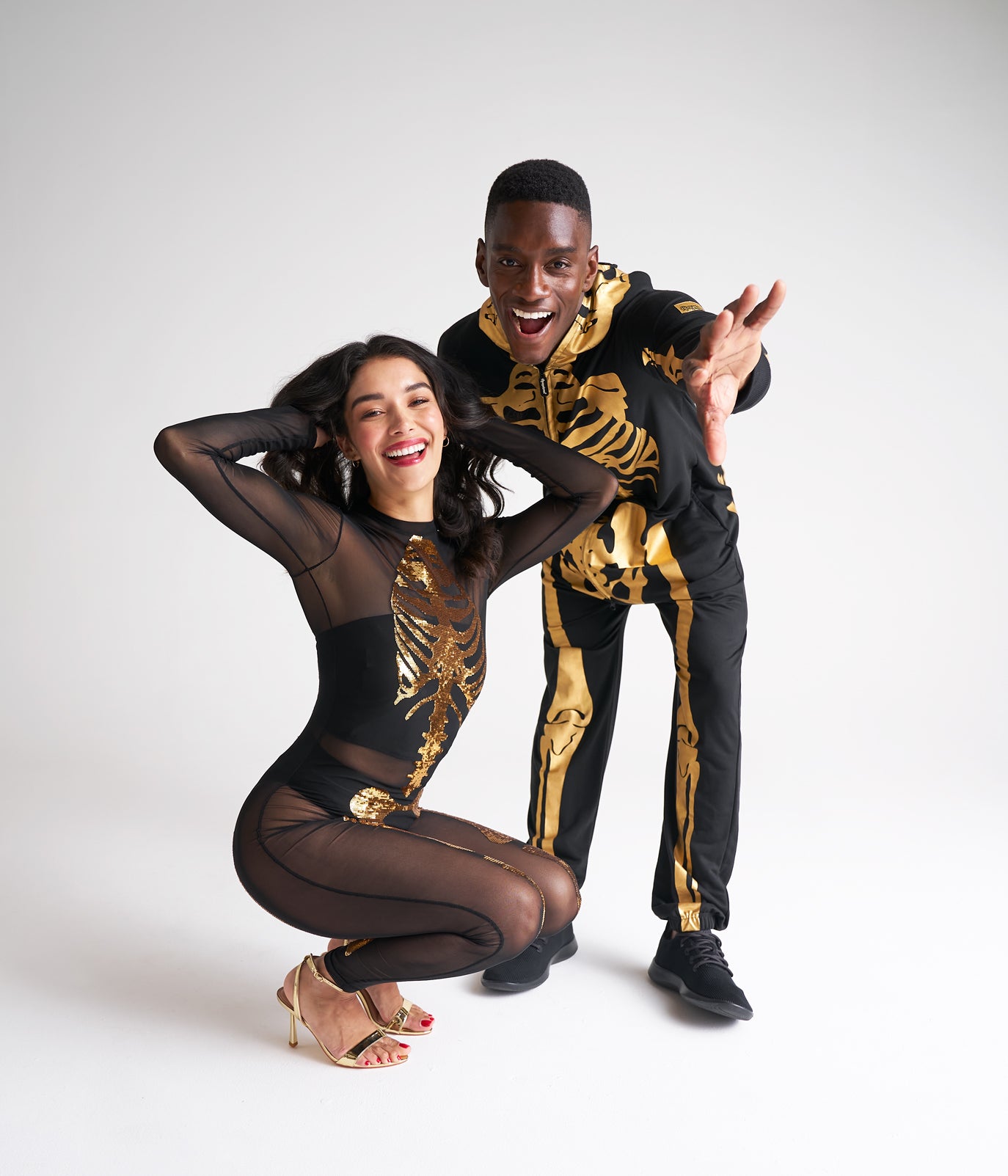 Gold Skeleton Couples Costumes