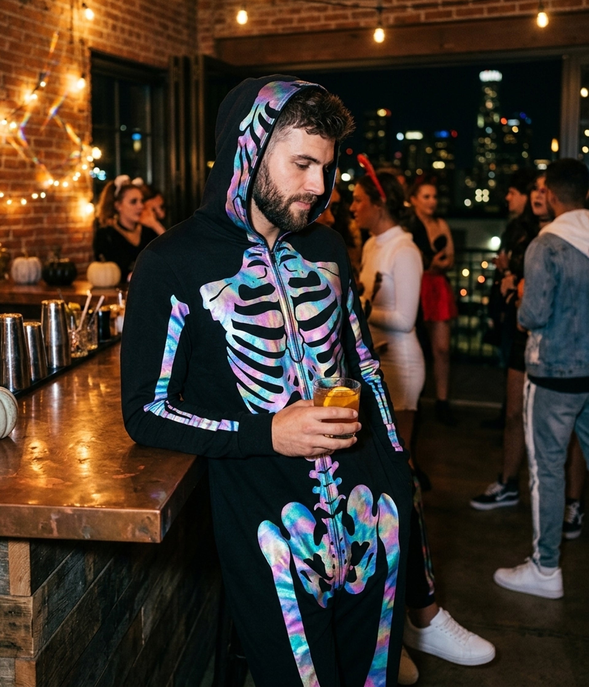 Men's Iridescent Skeleton Costume