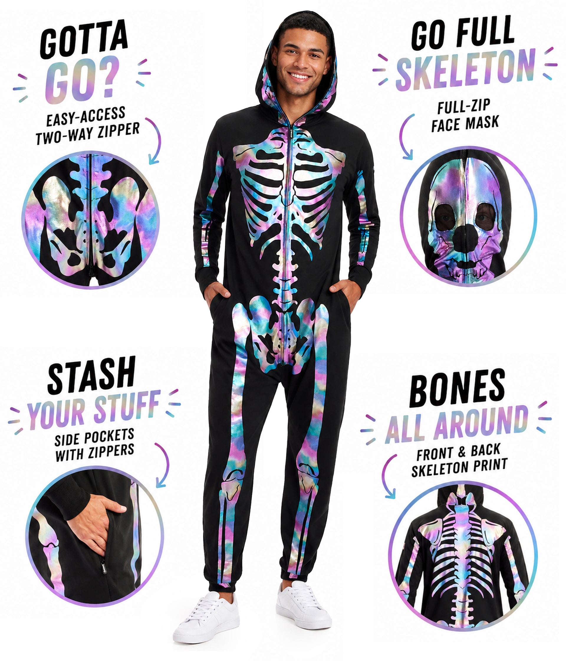 Men's Iridescent Skeleton Costume Image 2