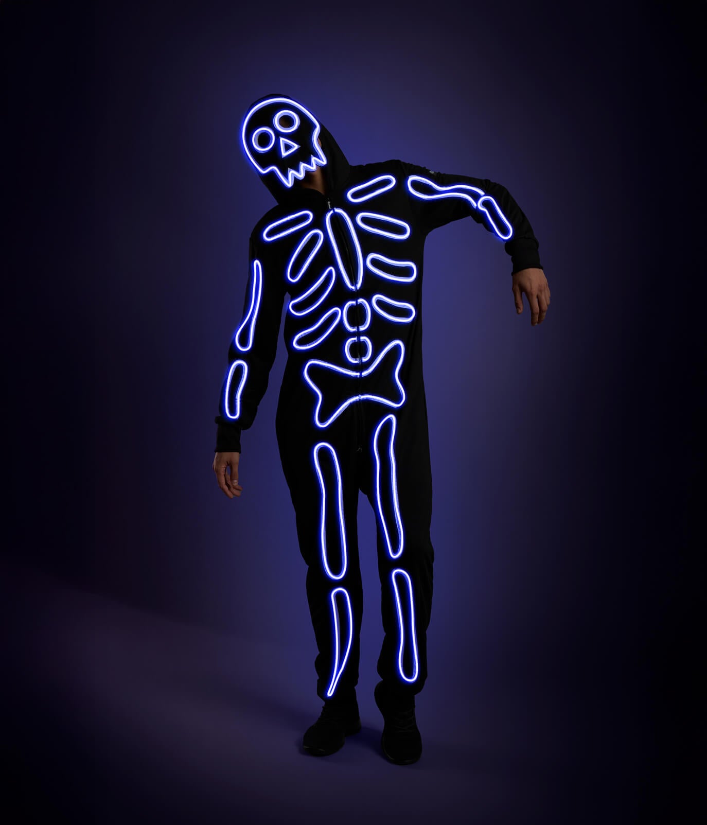 Men's Neon LED Light Up Skeleton Costume