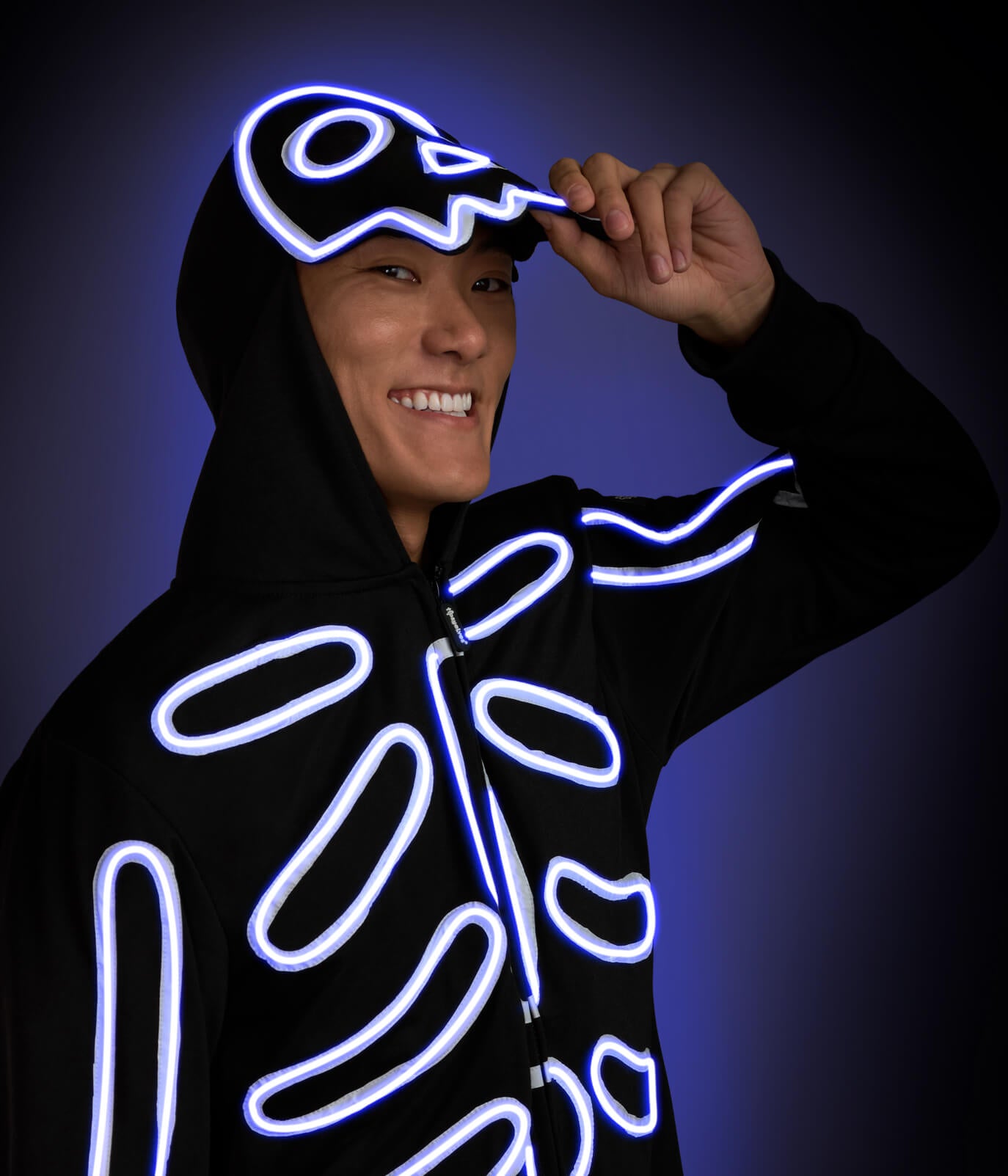 Neon LED Light Up Skeleton Costume: Men's Halloween Costumes