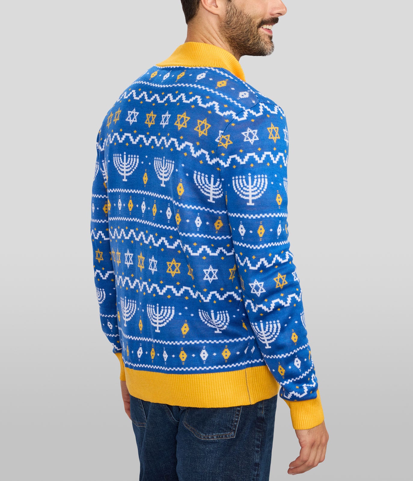 Men's Menorah Print Cardigan Sweater Image 2