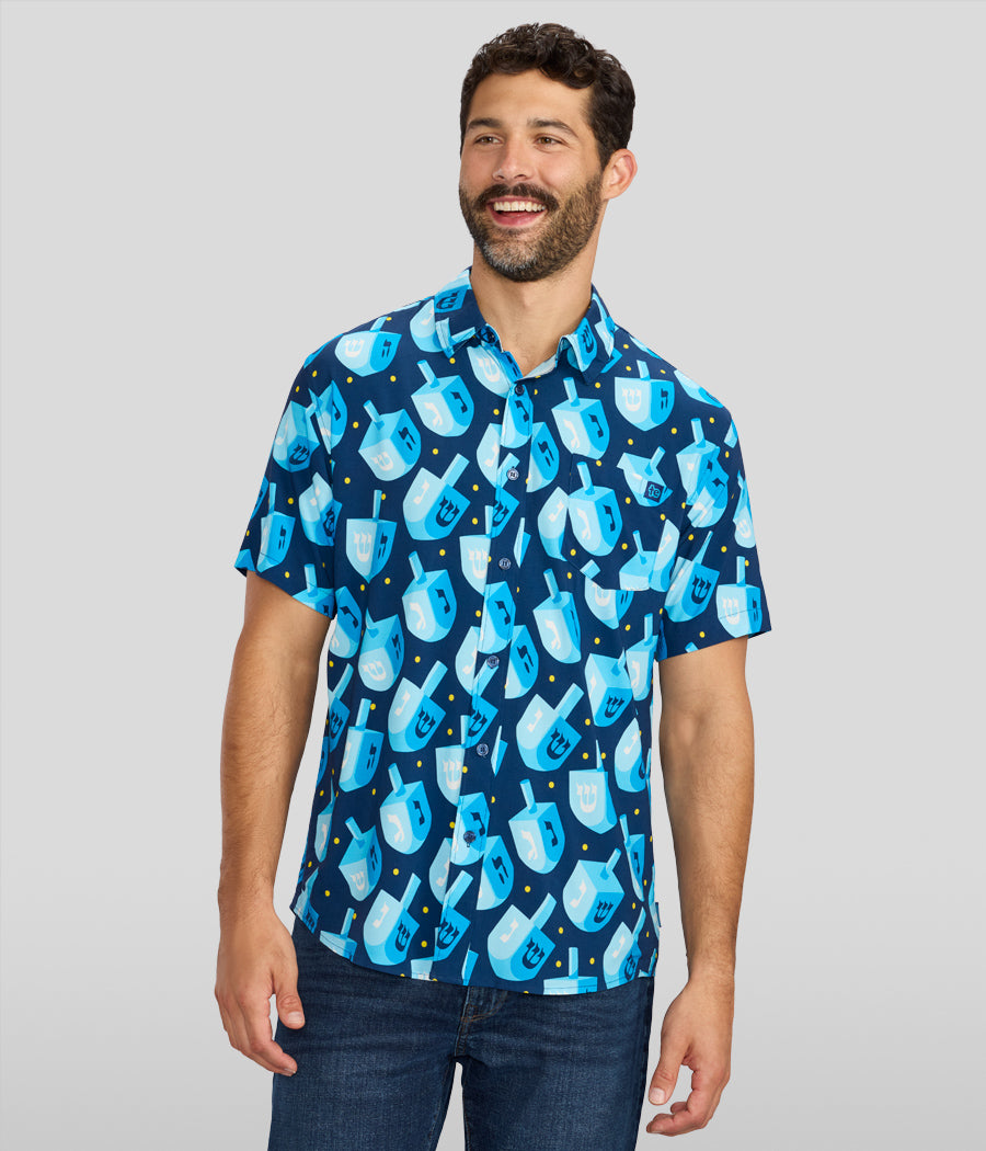 Men's Dreidel Delight Button Down Shirt Image 2