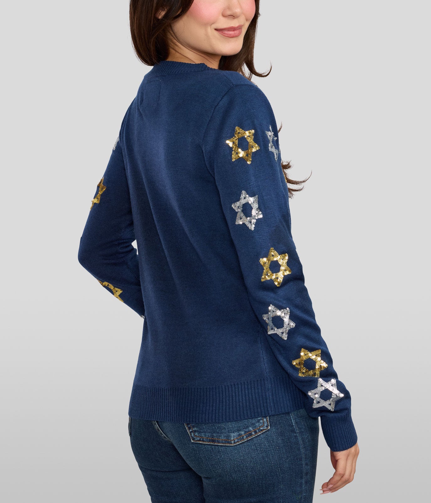 Women's Shimmering Star Of David Cardigan Sweater Image 2