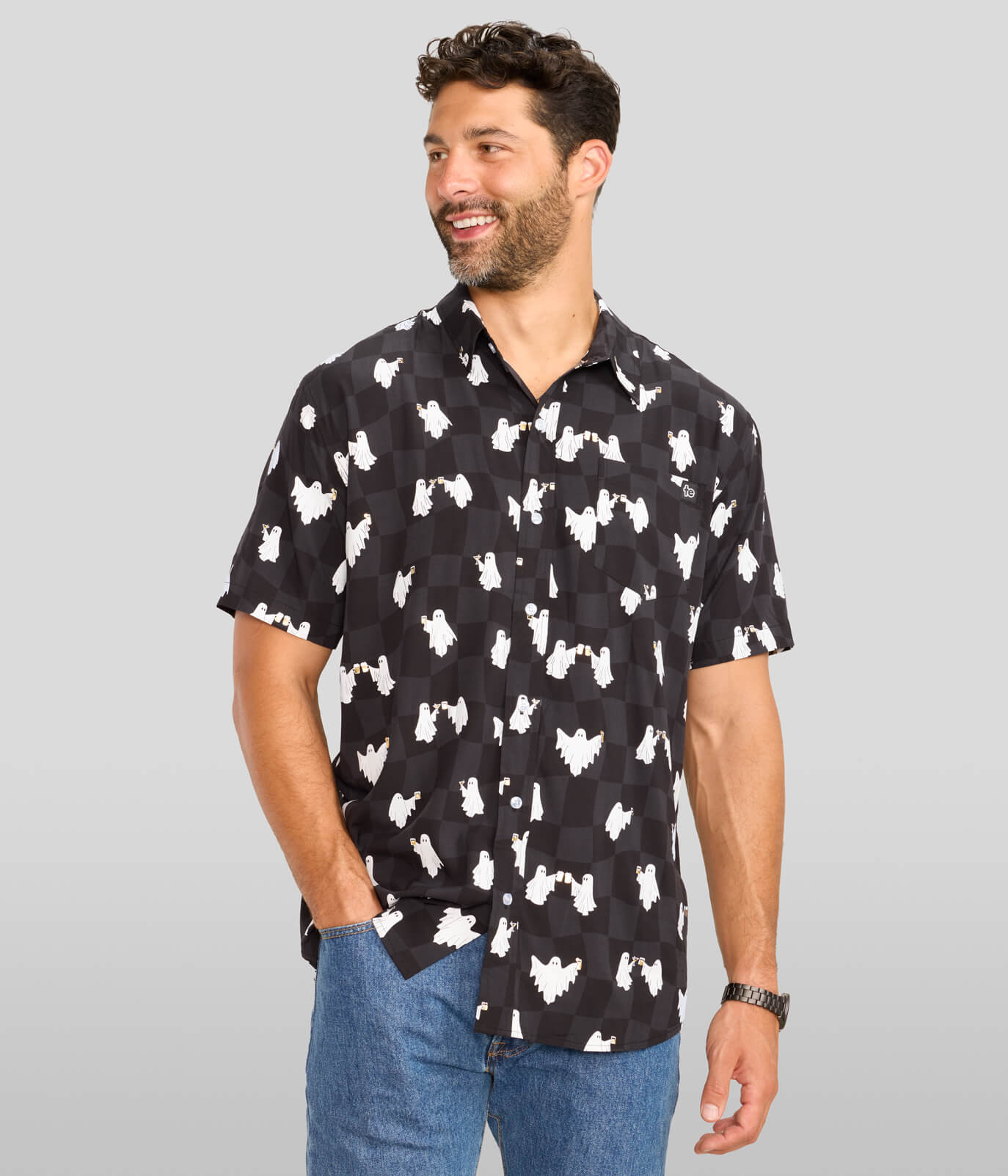 Men's BOOze Ghost Button Down Shirt Image 2