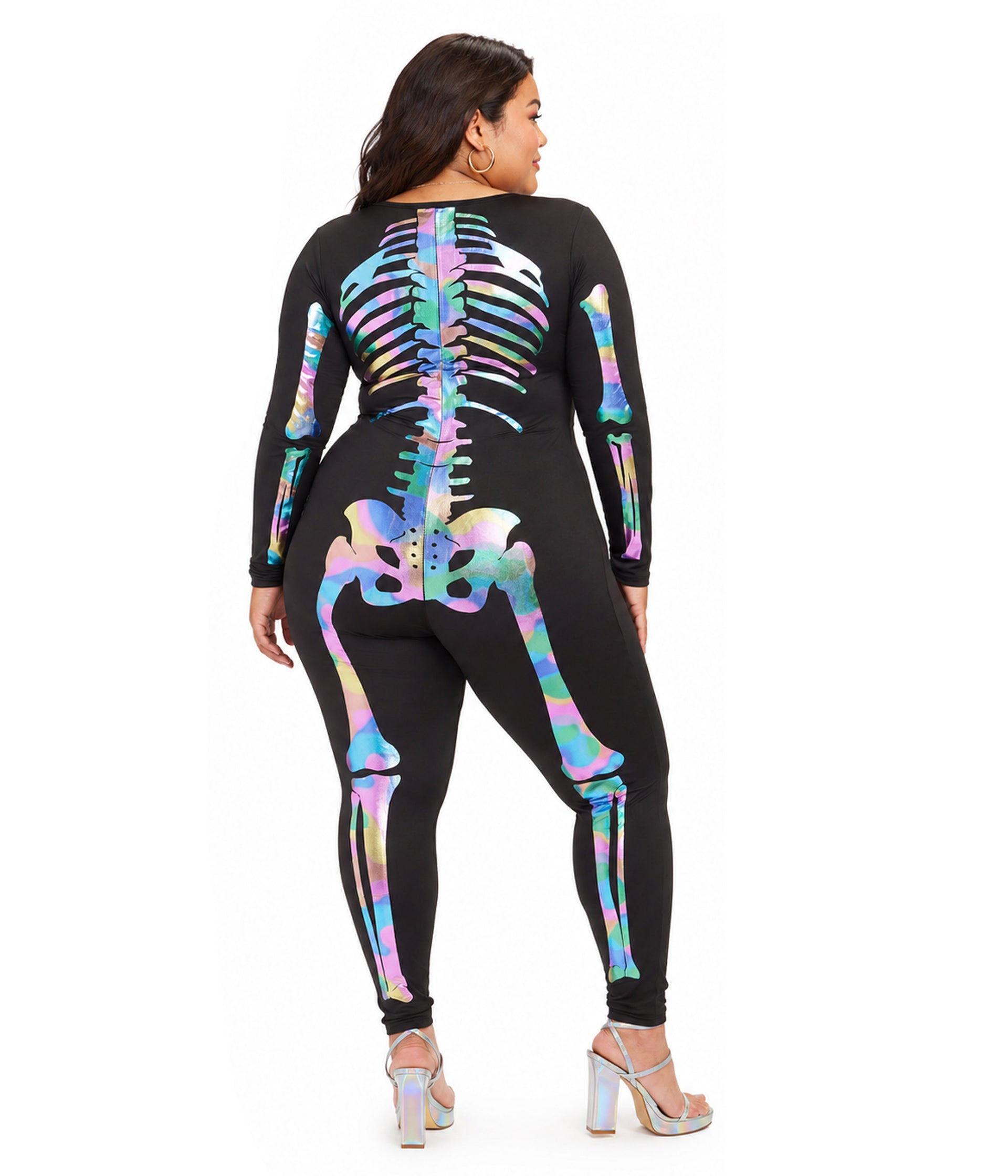 Iridescent Skeleton Plus Size Bodysuit Costume Image 2