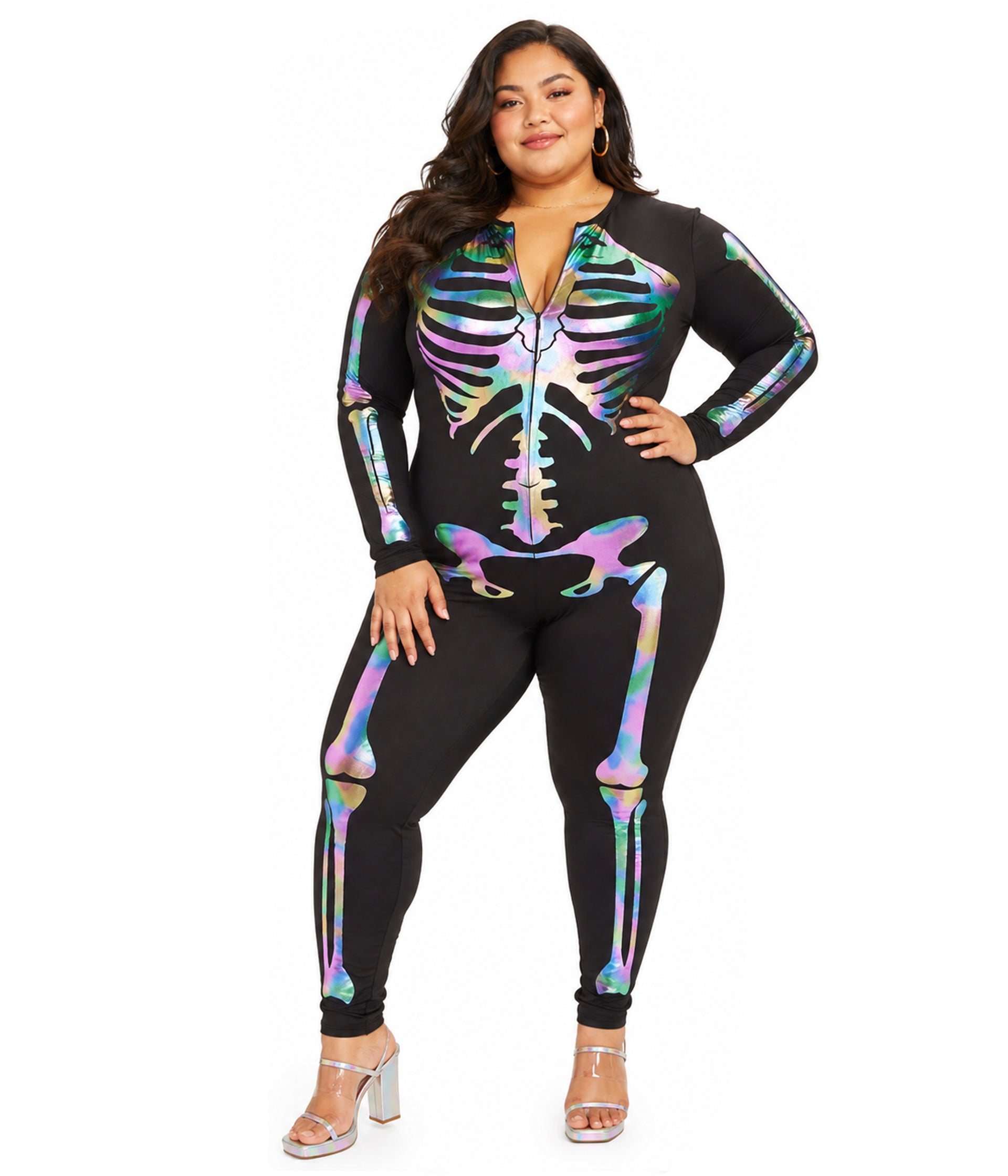 Iridescent Skeleton Plus Size Bodysuit Costume