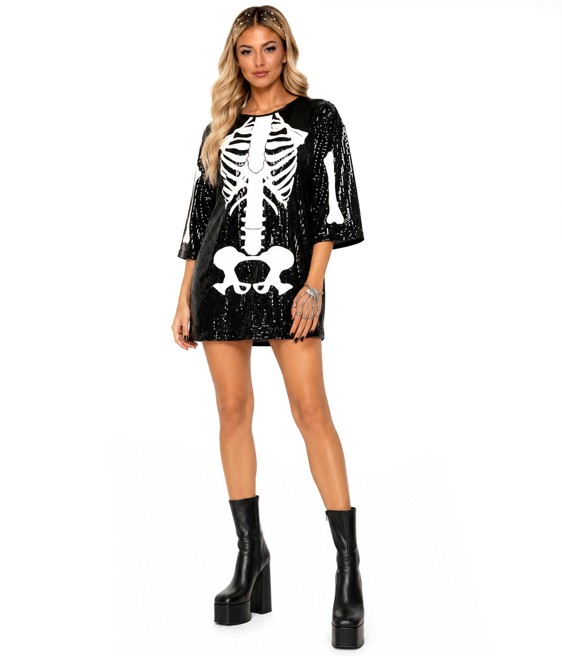 Sequined Skeleton Costume Dress