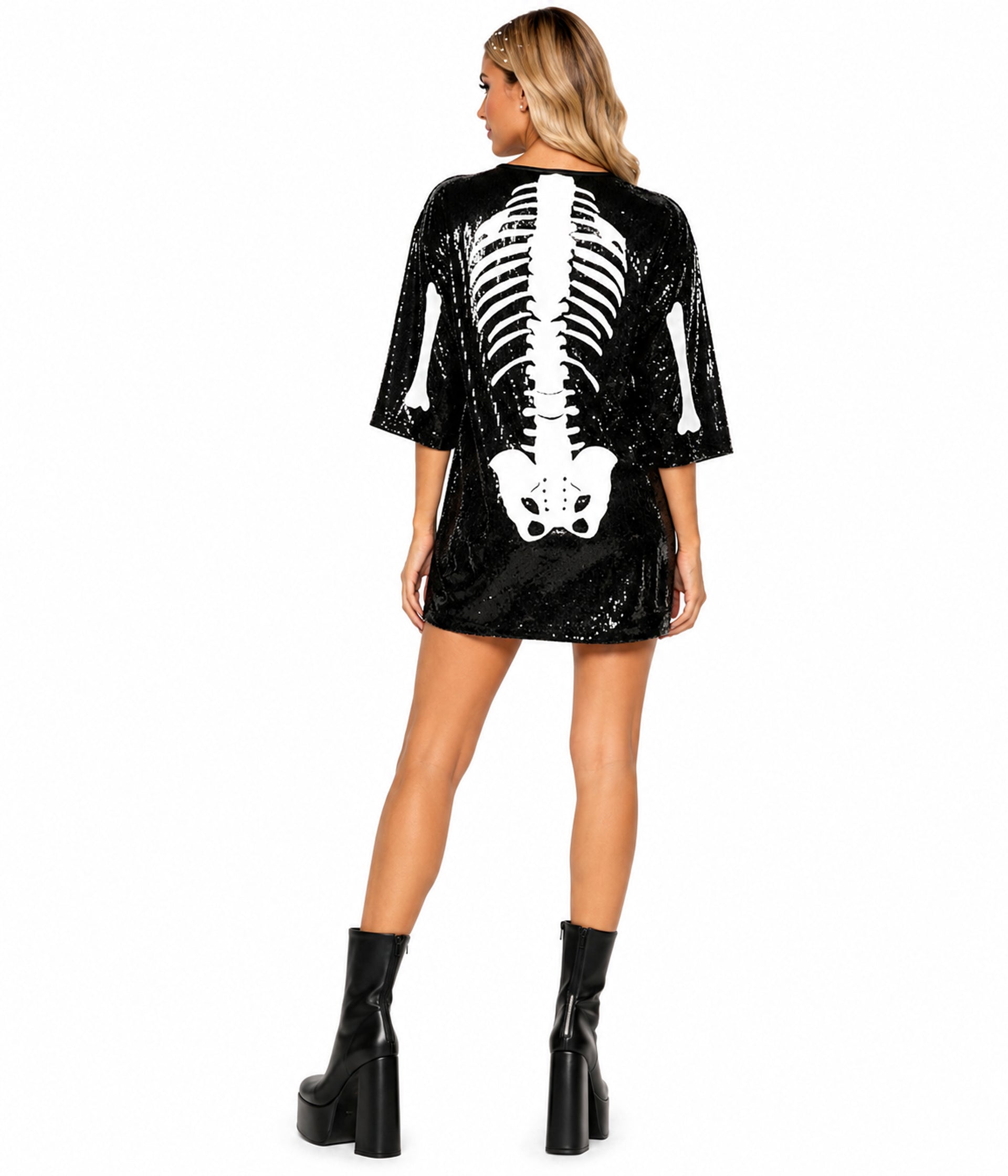 Sequined Skeleton Costume Dress Image 2