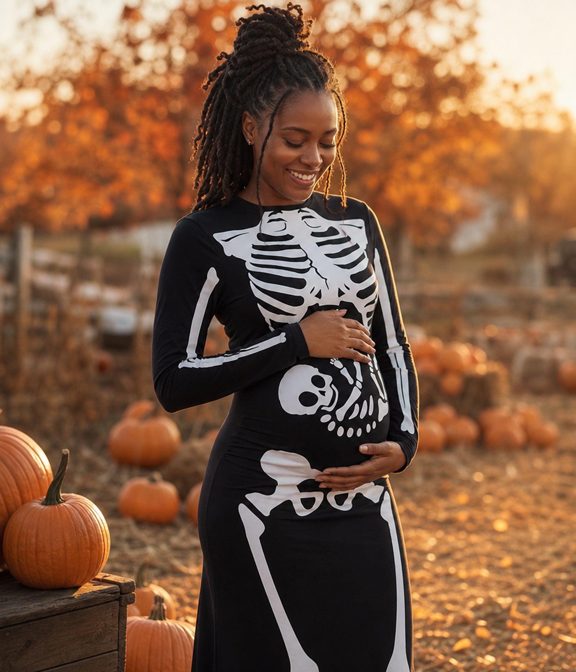 Pregnant Skeleton Maternity Costume Dress Image 2