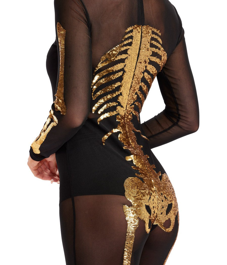 Gold Skeleton Mesh Costume | Fun Halloween Adult Costume | High Strength & Durable Material | Black | Tipsy Elves Gold Skeleton Mesh Costume | Fun Halloween Adult Costume | High Strength & Durable Material | Black | Tipsy Elves