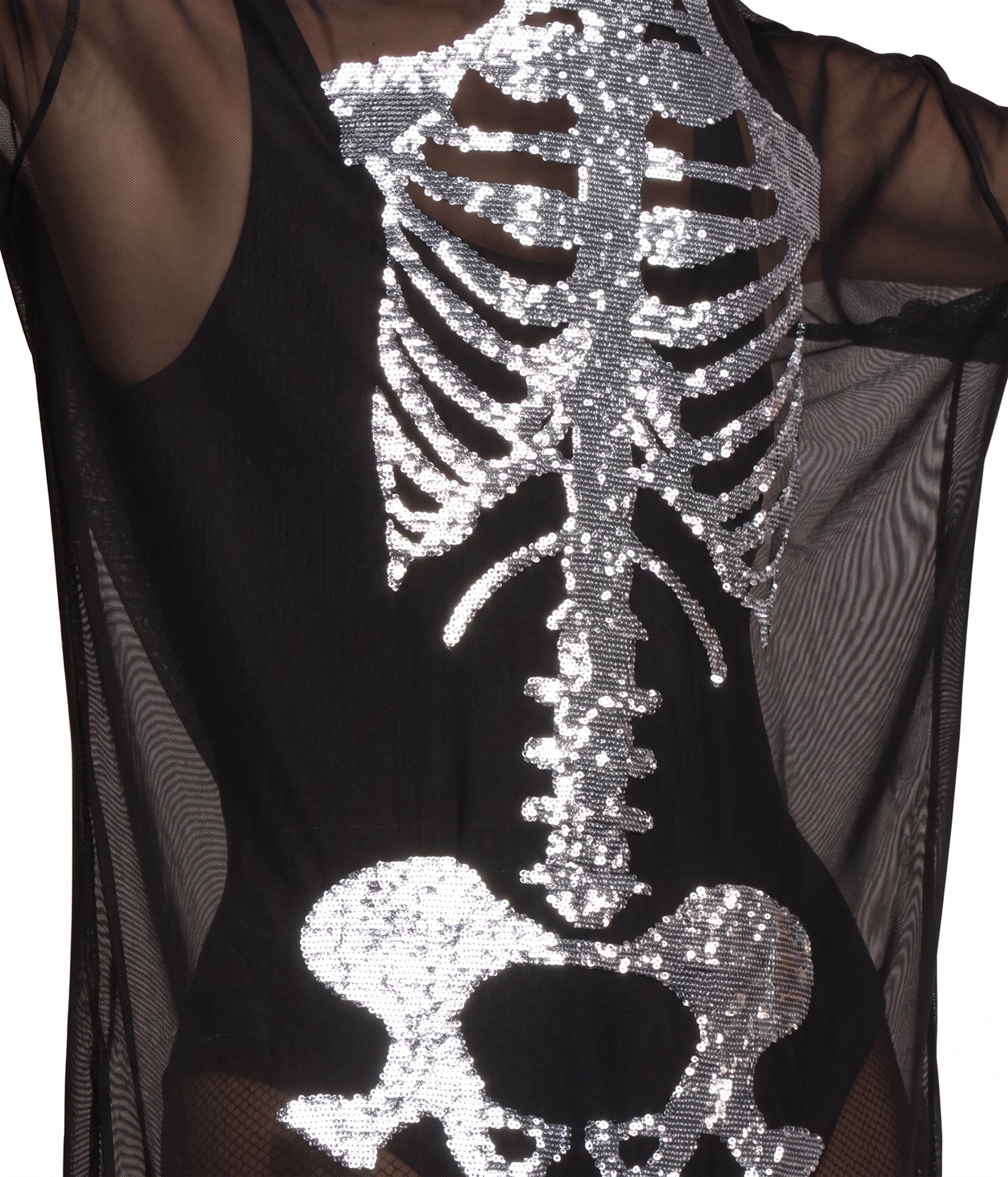 Women's Silver Skeleton Mesh Costume Dress