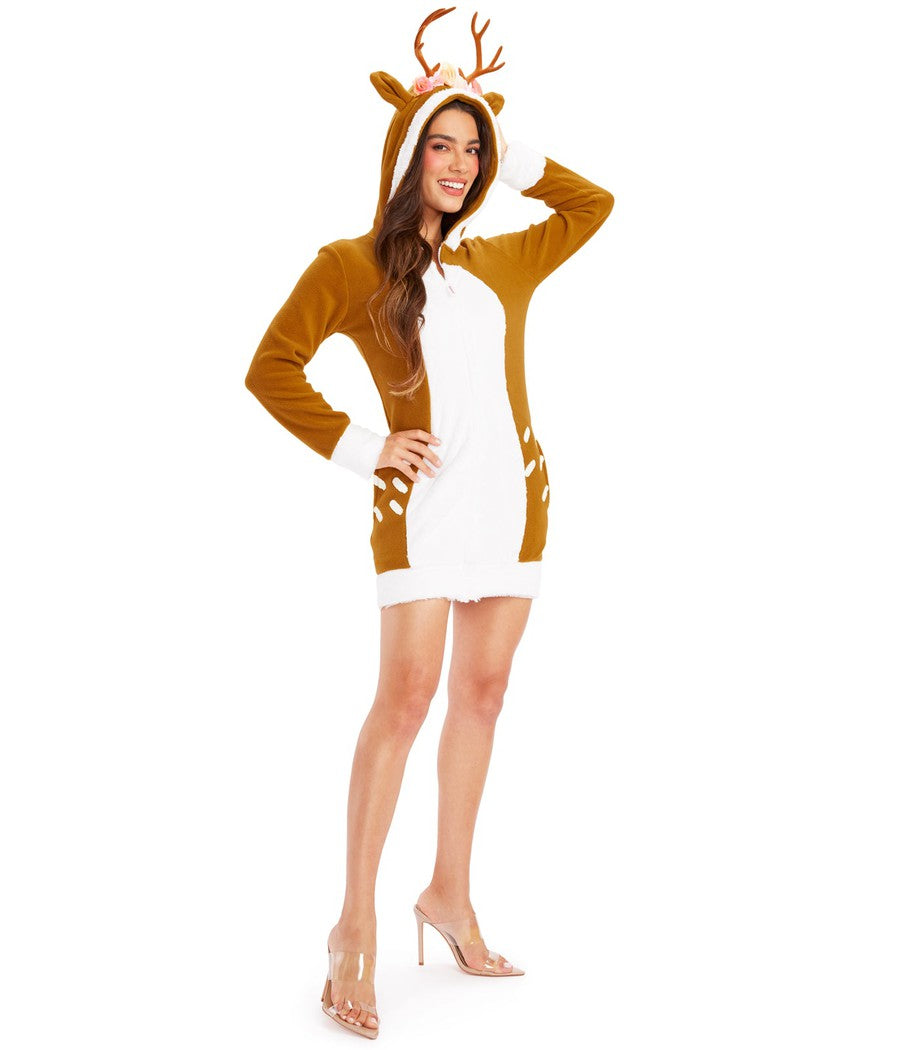 Deer Costume Dress | Fun Halloween Adult Costume Dress | Stretchy & Performance Blend | Brown