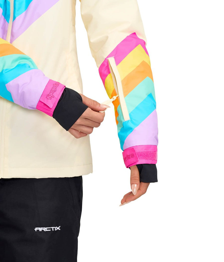 Women's Retro Rainbow Snow Jacket Image 5::Women's Retro Rainbow Snow Jacket