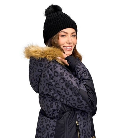 Women's Midnight Leopard Winter Jacket Image 7