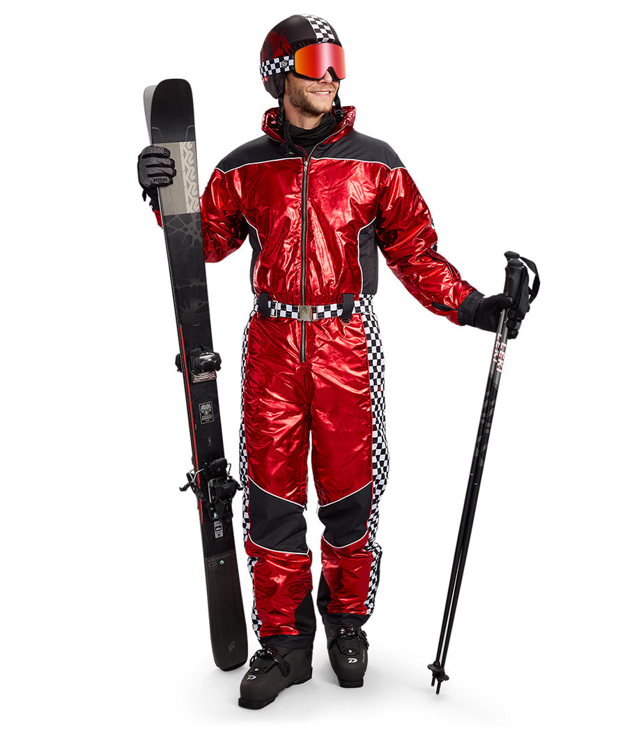 Men's Need For Freeze Snow Suit and Helmet Cover | Epic Winter Ski Suit | High Strength & Durable Material | Red