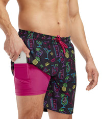 Neon Nightcap Stretch Swim Trunks With Liner