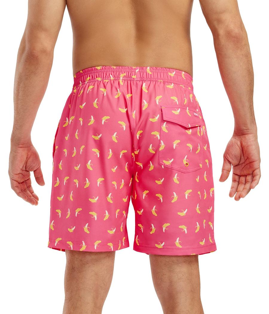 Pink Banana Stretch Swim Trunks With Liner - 7.5" Inseam