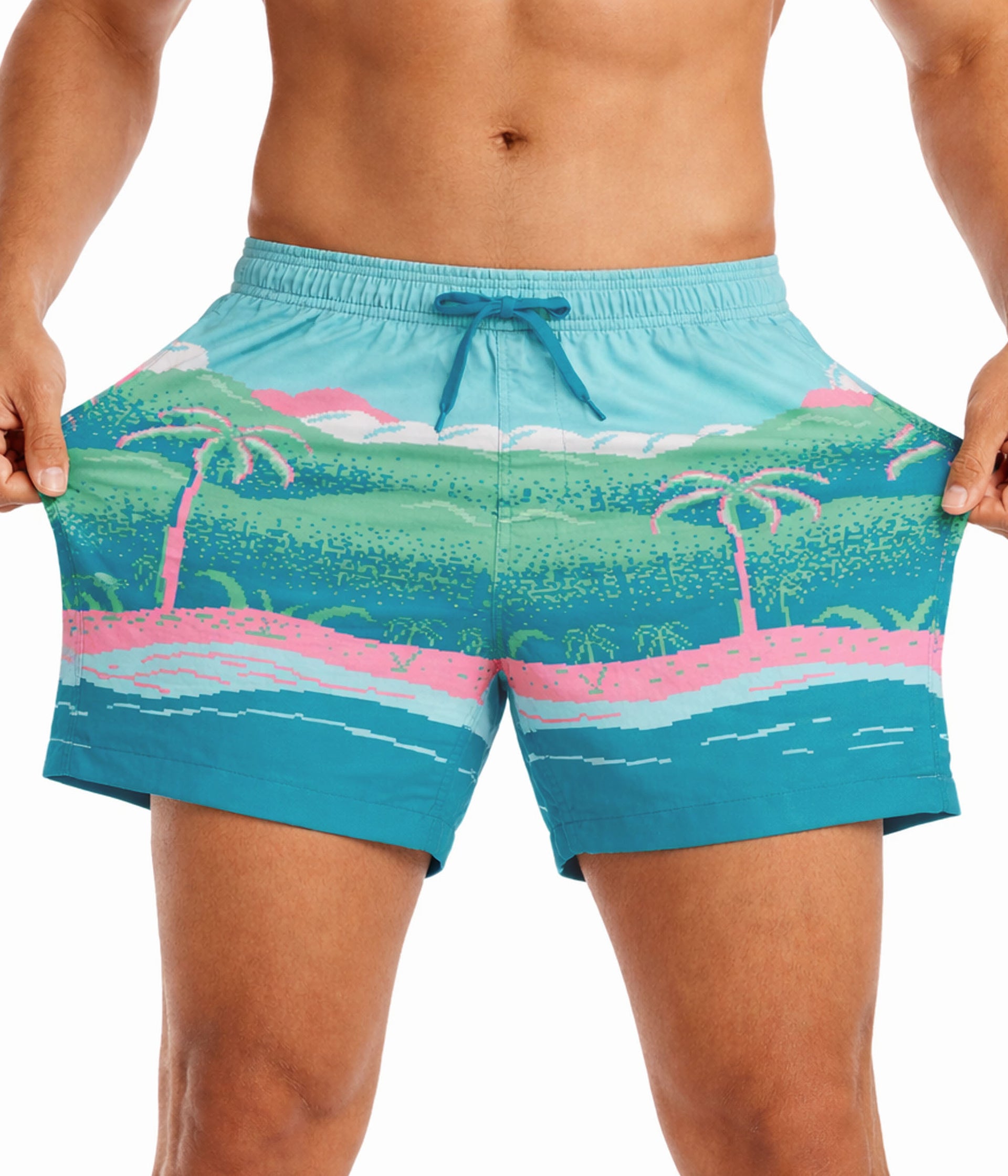 Men's 6" Inseam 8-Bit Paradise Swim Trunks Image 2