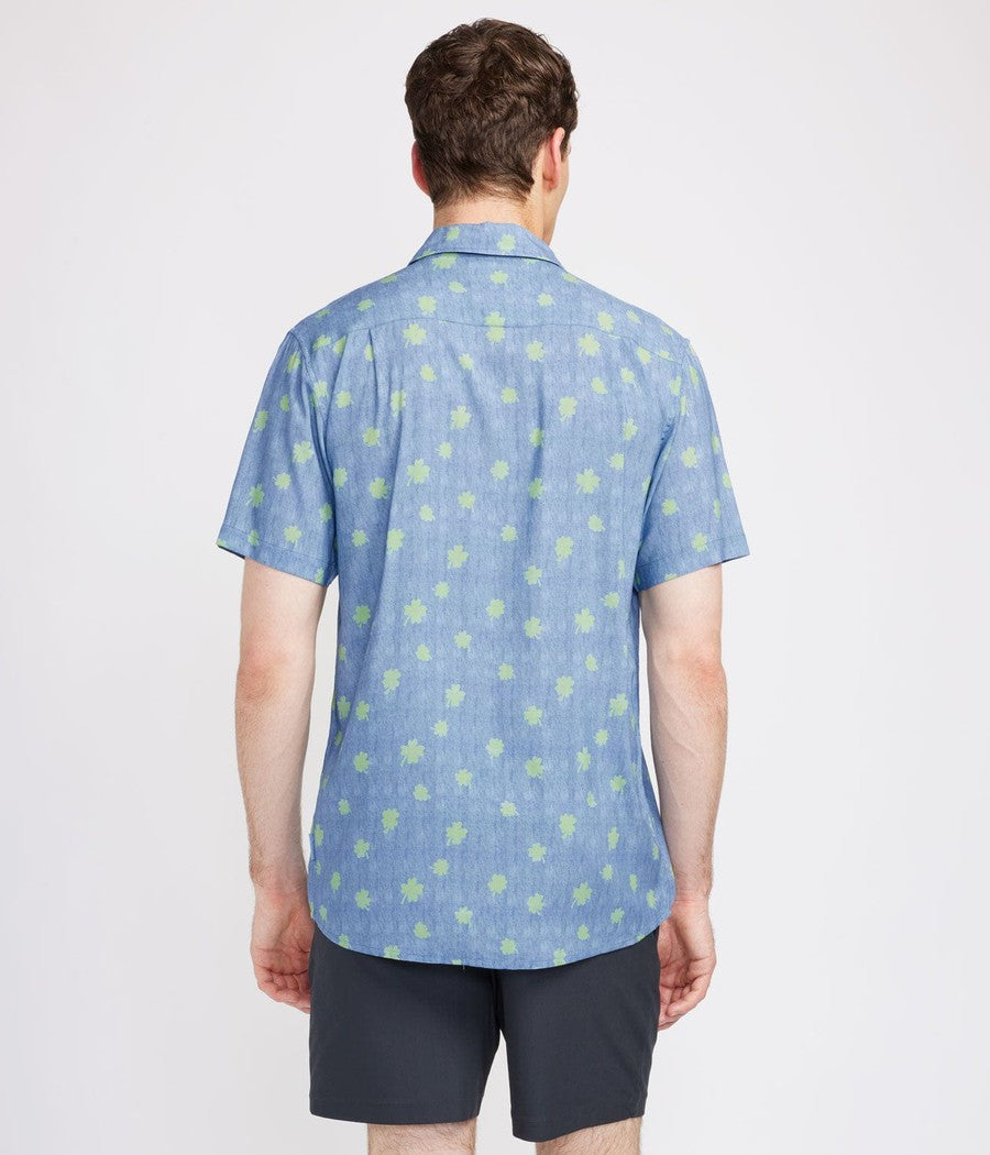 Men's Blue Clover Button Down Shirt Image 3