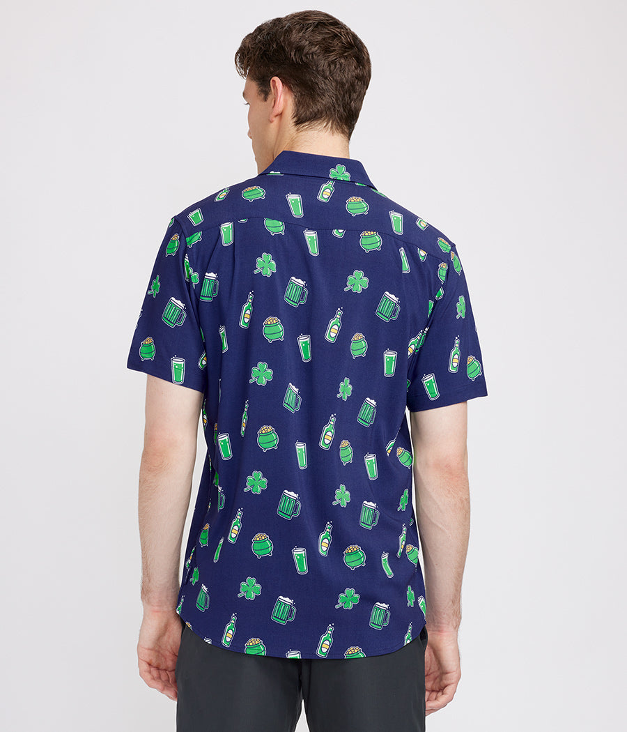 Men's Green Beer Button Down Shirt
