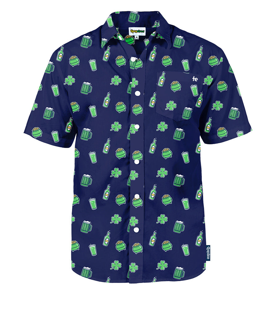 Men's Green Beer Button Down Shirt