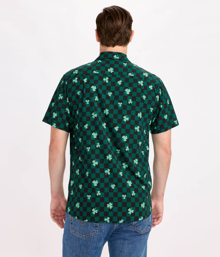 Men's Checkered Clover Button Down Shirt
