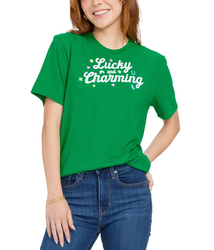 Women's Lucky and Charming Oversized Boyfriend Tee Image 2