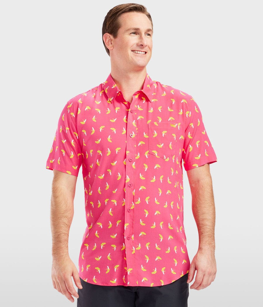 Men's Pink Banana Hawaiian Shirt Image 2