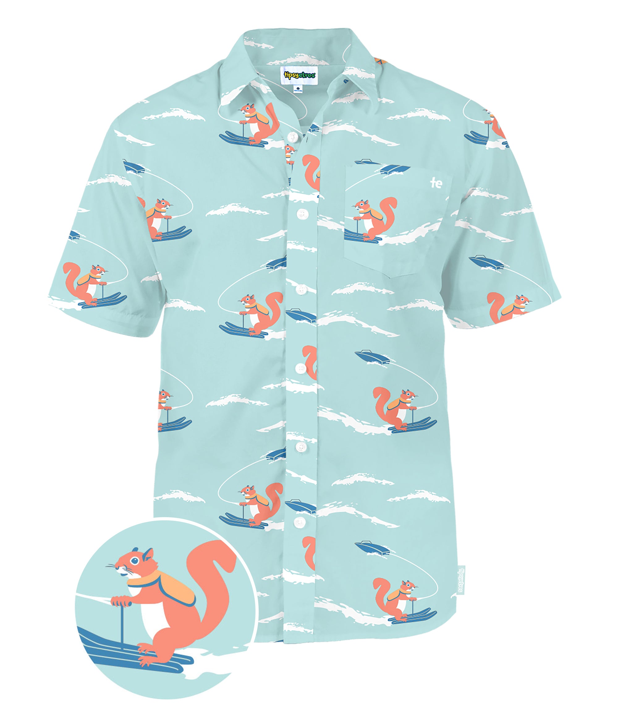 Squirrel On Water Skis Hawaiian Shirt: Men's Summer Outfits