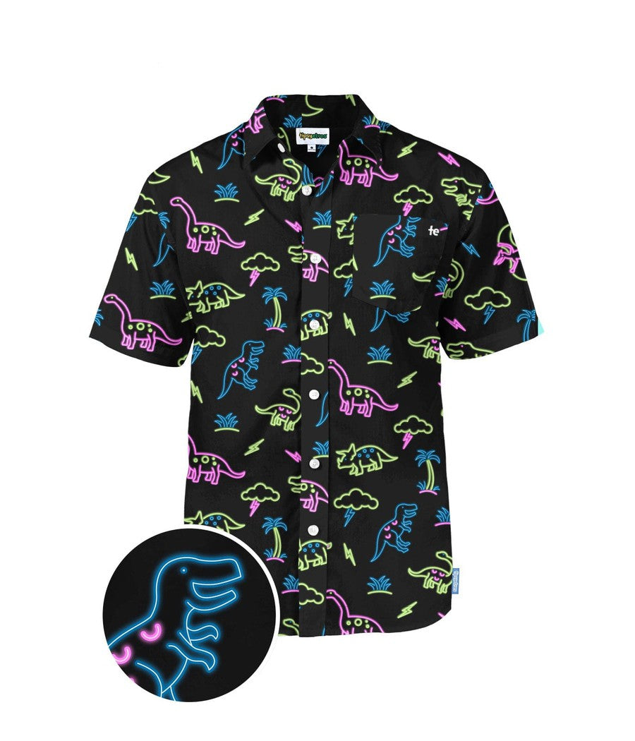 Men's Neon Dinosaur Hawaiian Shirt