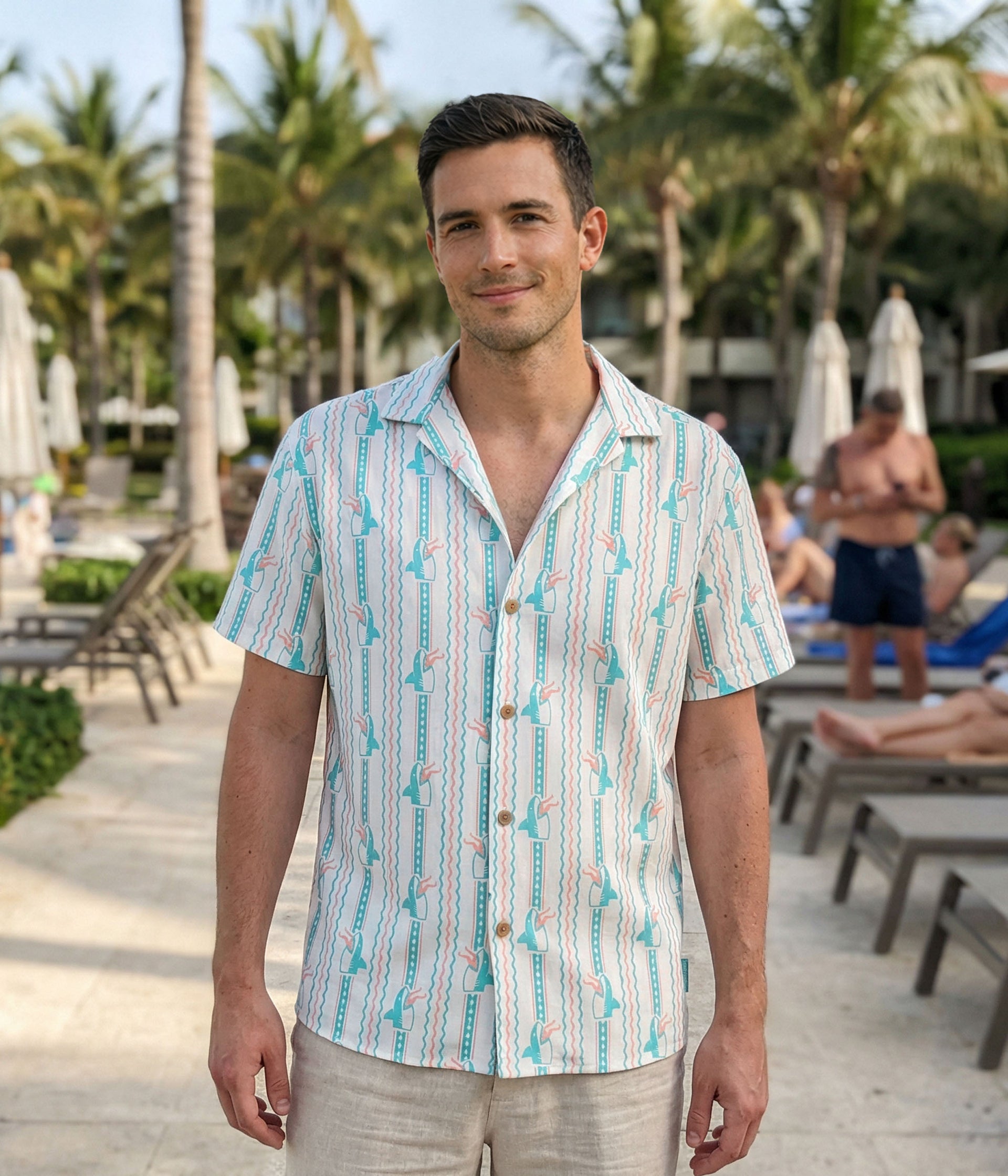 Men's Shark Snack Linen Cabana Shirt Image 2
