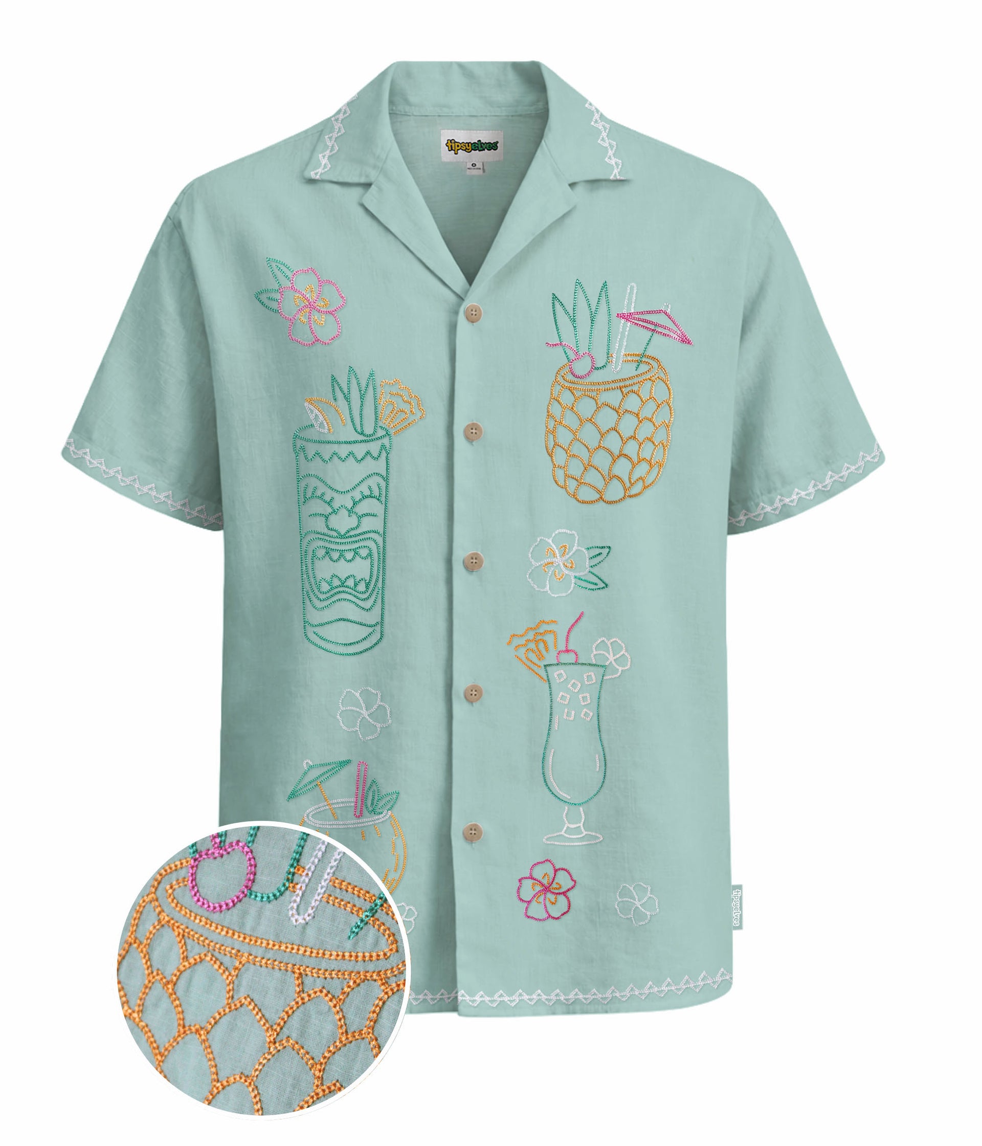 Men's Tiki Drink Linen Cabana Shirt Image 2