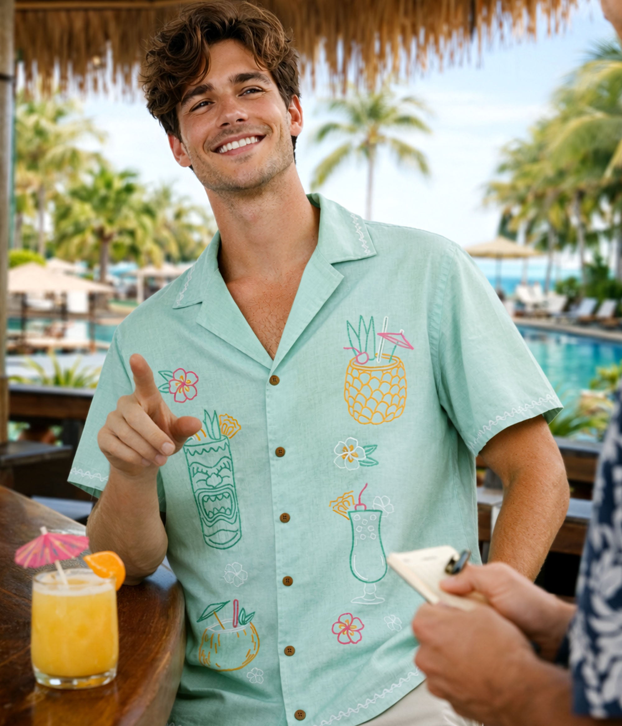 Men's Tiki Drink Linen Cabana Shirt: Men's Vacation Outfits