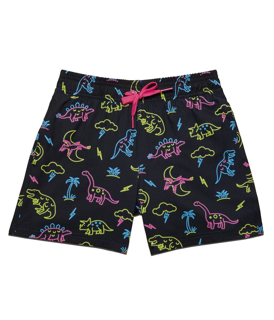 Boy's Neon Dinosaur Stretch Swim Trunks