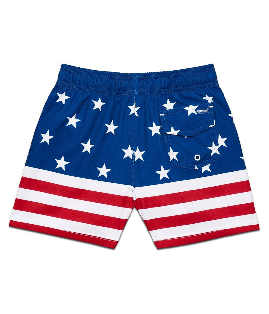Boy's American Flag Stretch Swim Trunks
