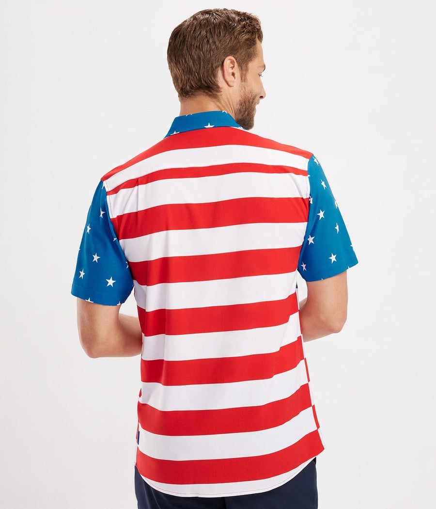 Men's American Flag Hawaiian Shirt Tipsy Elves