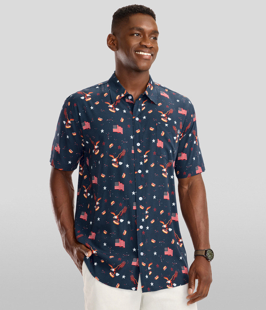 Men's 8-Bit Eagle Button Down Shirt