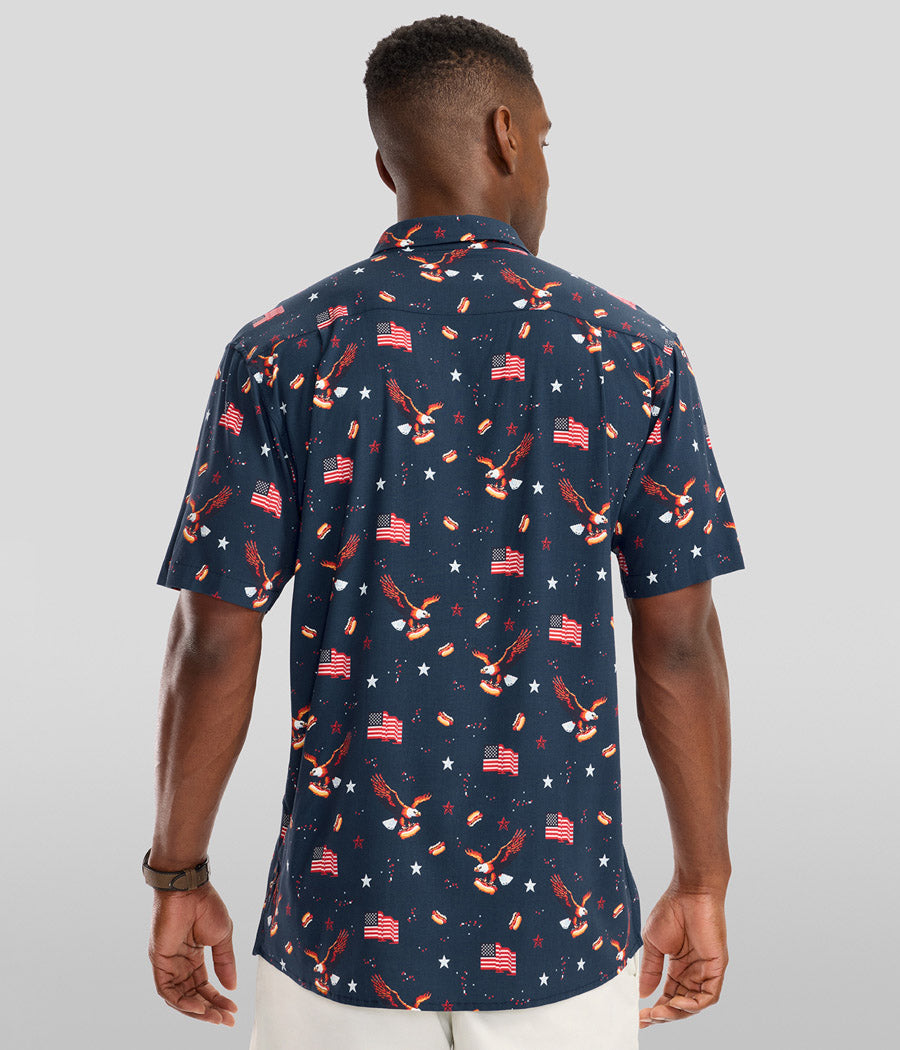 Men's 8-Bit Eagle Button Down Shirt