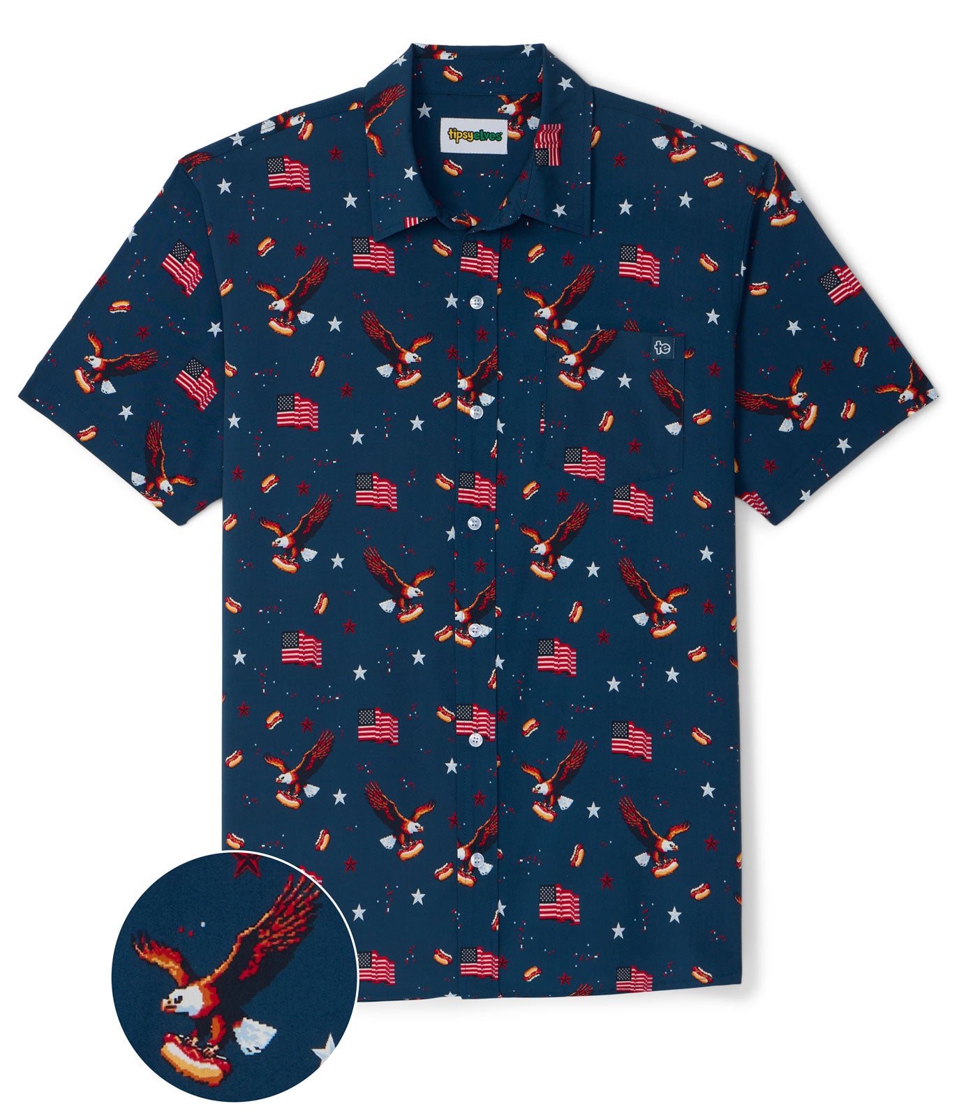 Men's 8-Bit Eagle Button Down Shirt Image 2