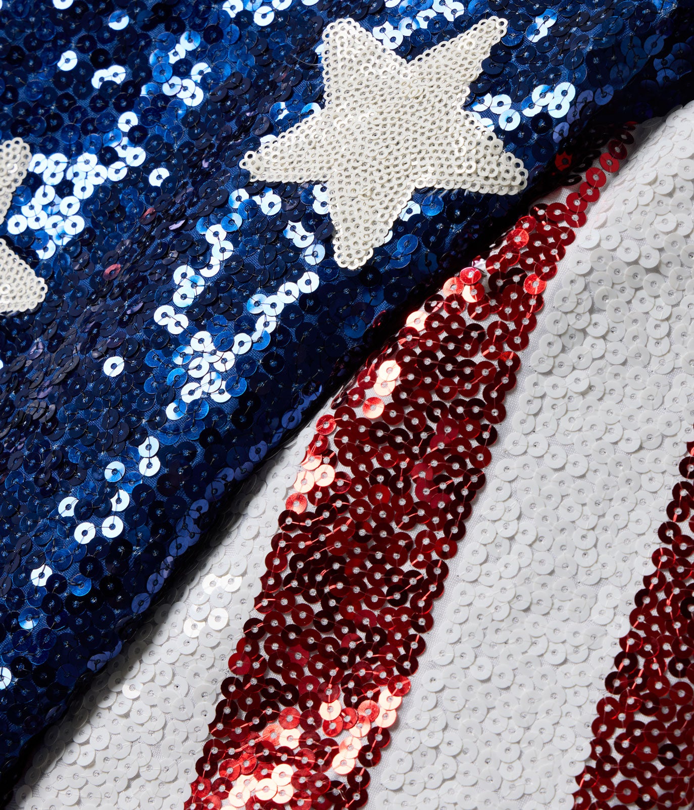 Women's Sequined Stars and Stripes Cropped Tee