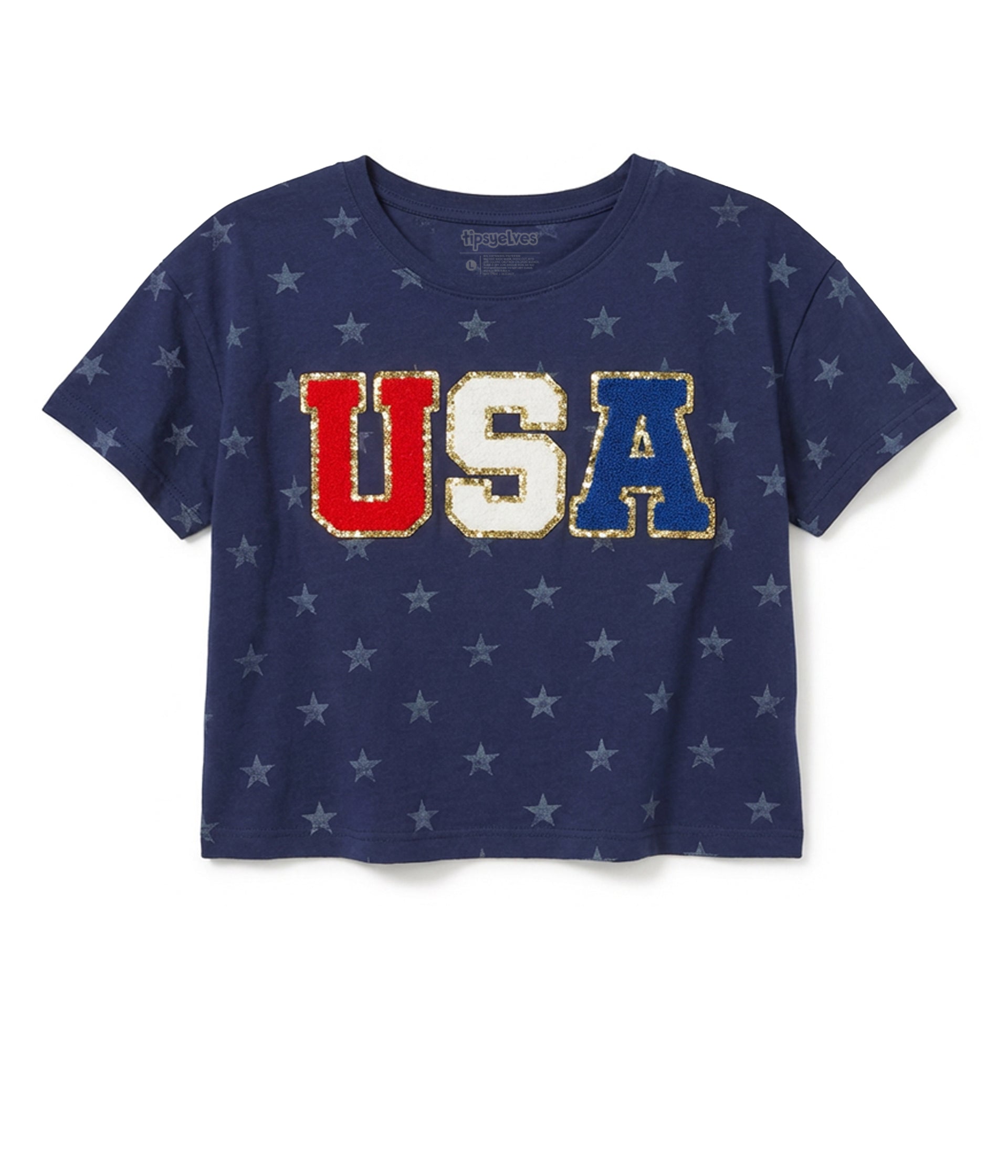 Women's Sparkler USA Patch Cropped Tee
