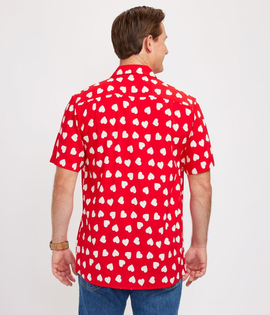 Men's Heartbeat Button Down Shirt Image 3::Men's Heartbeat Button Down Shirt